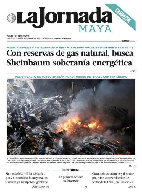 Portada de La Jornada Maya Campeche del jueves, 9 de abril de 2026