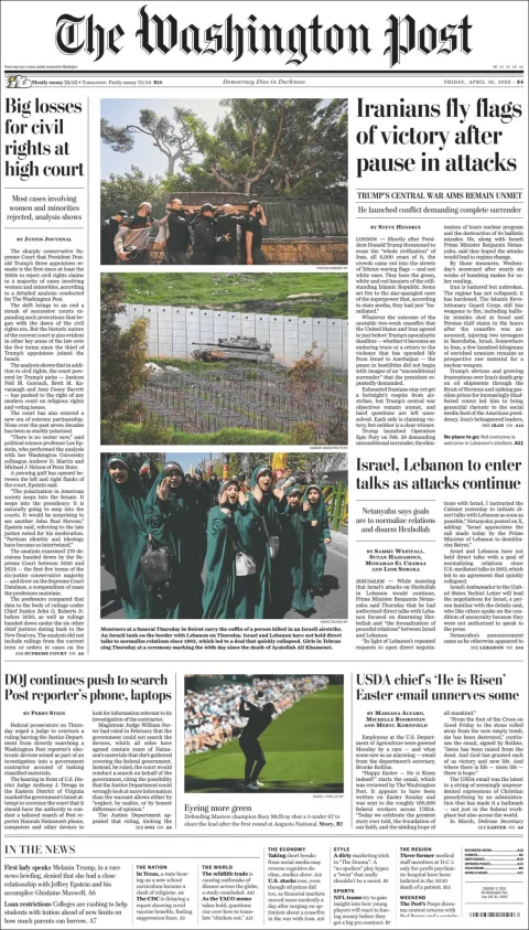Portada de The Washington Post