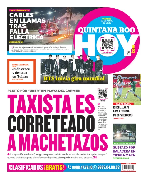 Portada de Quintana Roo Hoy (contraportada)