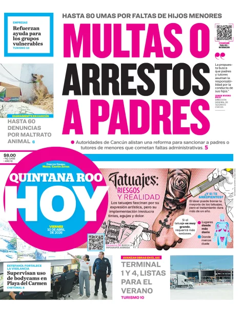 Portada de Quintana Roo Hoy (portada)