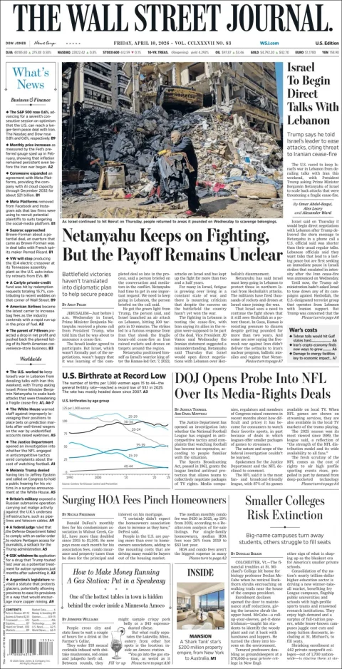 Portada de The Wall Street Journal