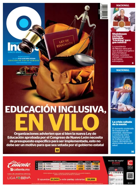 Portada de Reporte Indigo Monterrey del viernes, 10 de abril de 2026