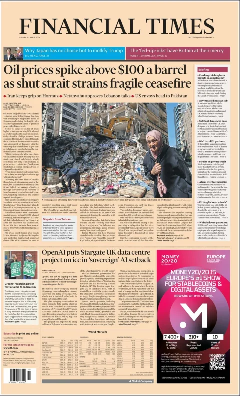 Portada de Financial Times del 2026-04-10