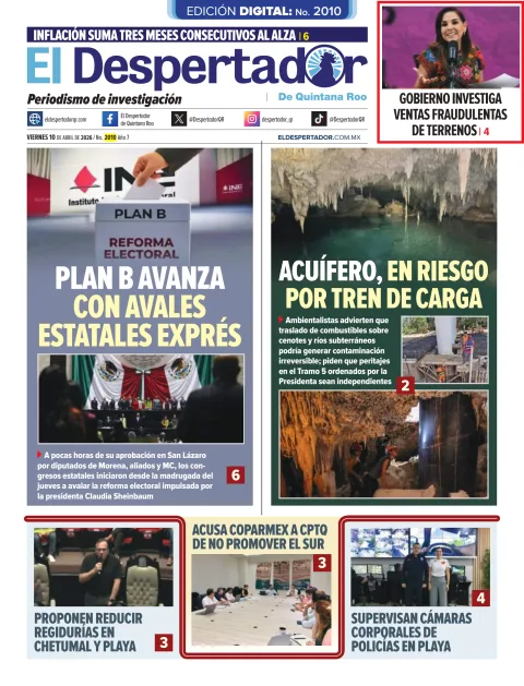 Portada de El Despertador de Quintana Roo del viernes, 10 de abril de 2026