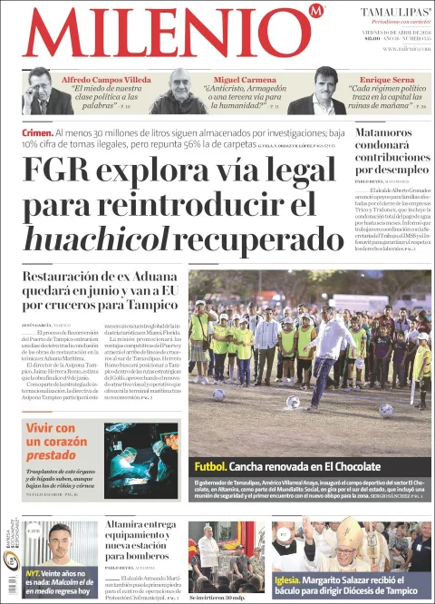 Portada de Milenio Tamaulipas del viernes, 10 de abril de 2026