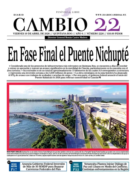 Portada de Diario Cambio 22 (contraportada) del viernes, 10 de abril de 2026