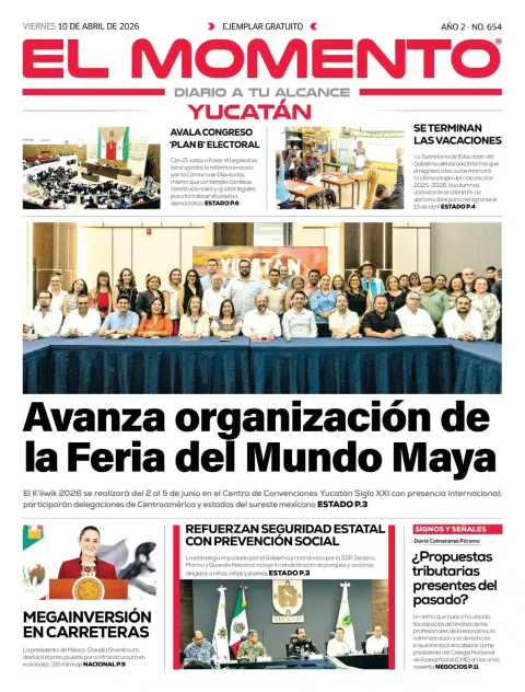 Portada de El Momento Yucatan del viernes, 10 de abril de 2026