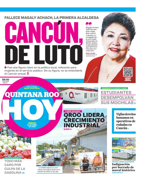 Portada de Quintana Roo Hoy (portada)