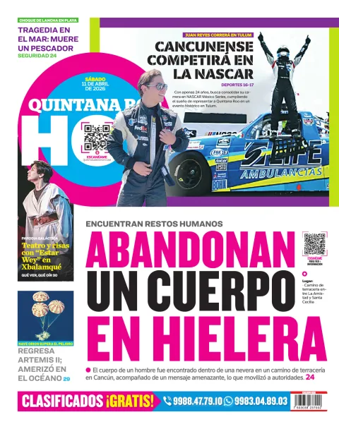 Portada de Quintana Roo Hoy (contraportada)