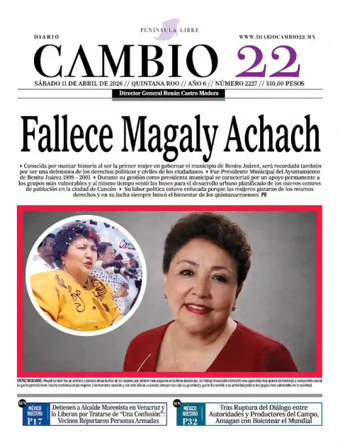 Portada de Diario Cambio 22 (contraportada) del sábado, 11 de abril de 2026