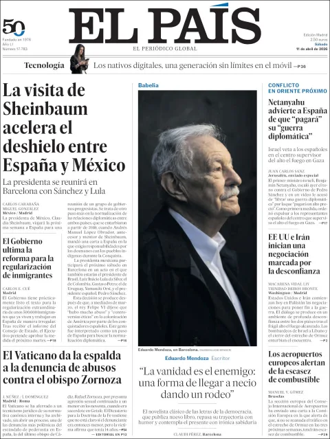 Portada de El Pais del sábado, 11 de abril de 2026