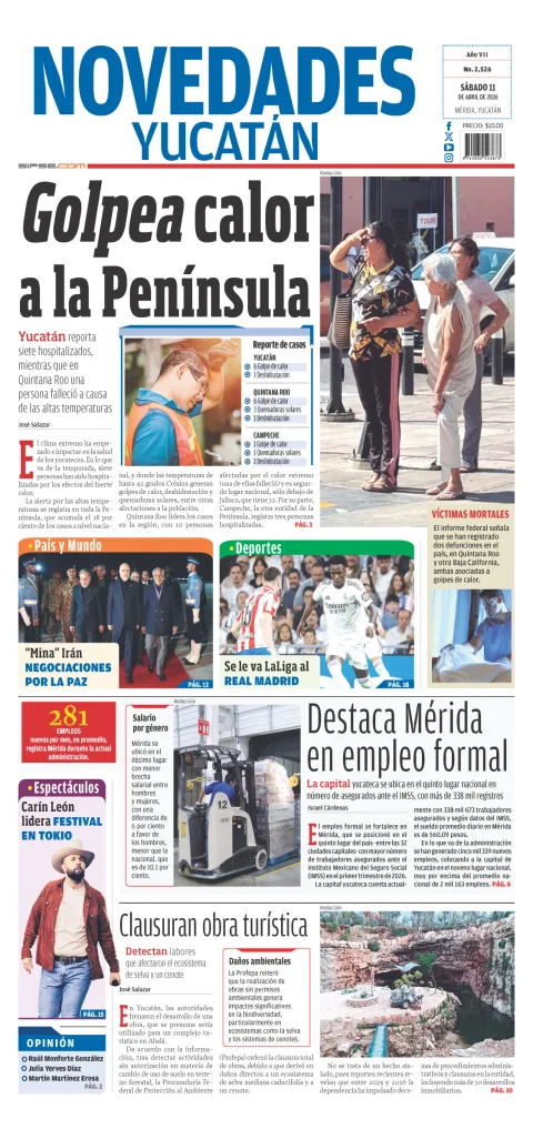 Portada de Novedades Yucatan