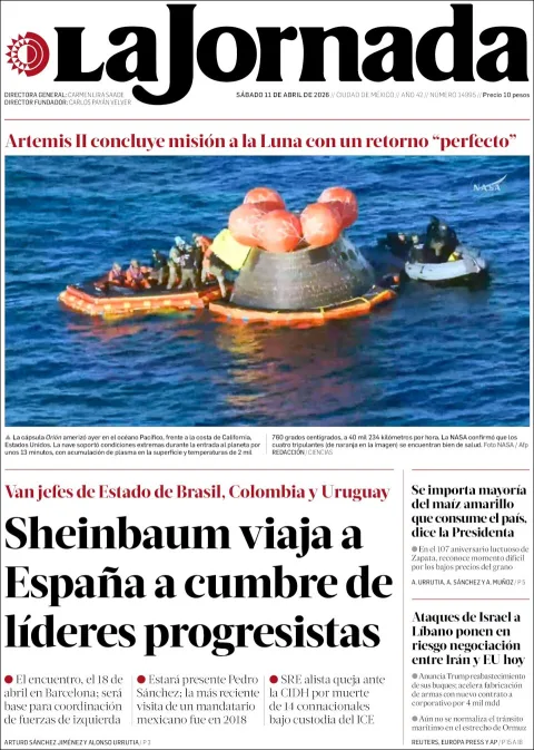 Portada de La Jornada del sábado, 11 de abril de 2026