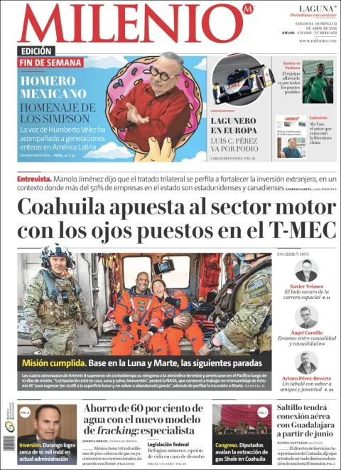 Portada de Milenio Laguna del sábado, 11 de abril de 2026