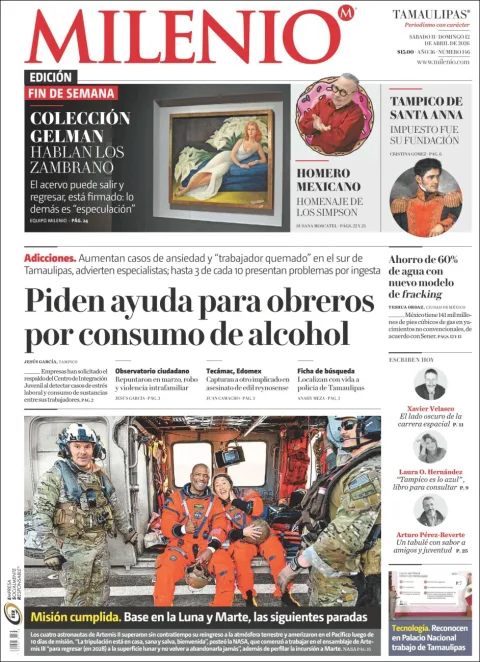 Portada de Milenio Tamaulipas del sábado, 11 de abril de 2026
