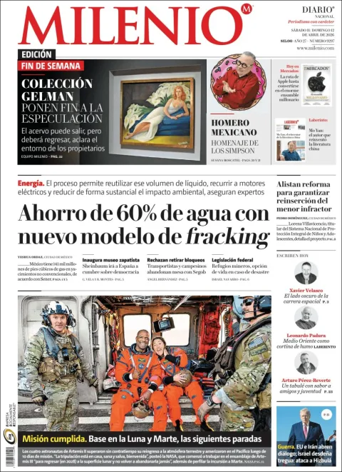 Portada de Milenio del sábado, 11 de abril de 2026