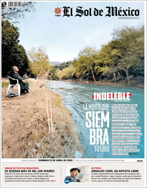 Portada de El Sol de Mexico del domingo, 12 de abril de 2026