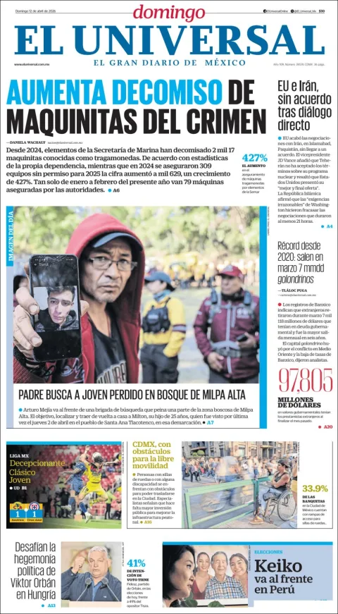 Portada de El Universal