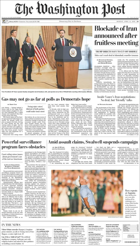 Portada de The Washington Post