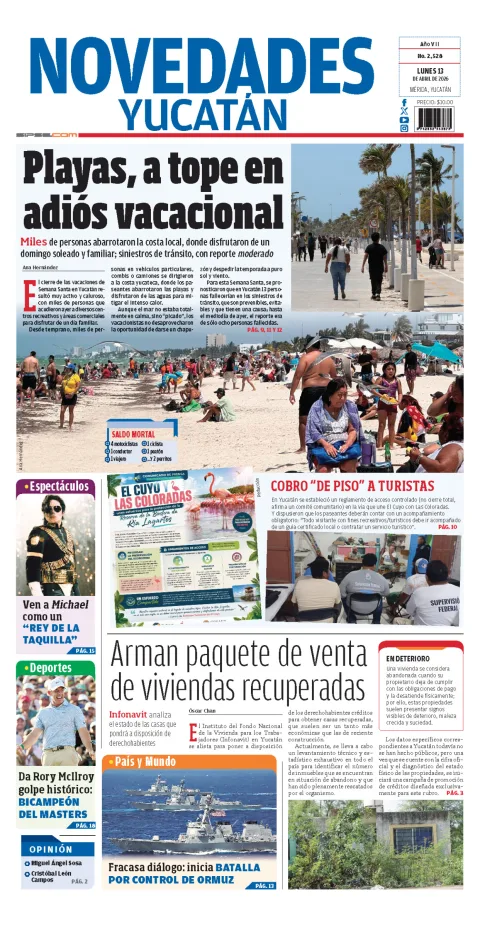 Portada de Novedades Yucatan