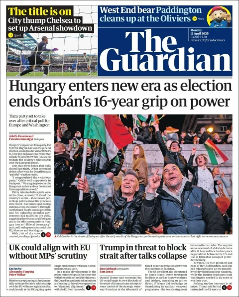 Portada de The Guardian (reino Unido) del 2026-04-13