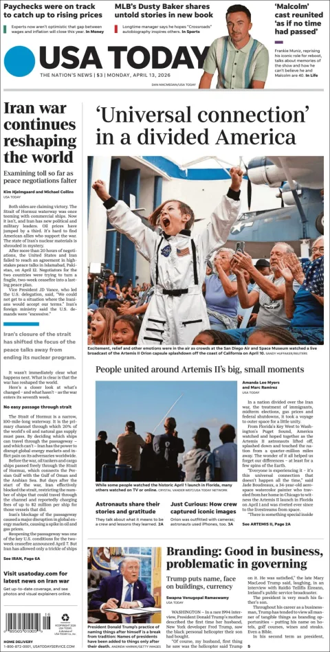 Portada de Usa Today