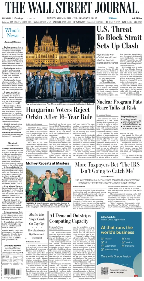 Portada de The Wall Street Journal