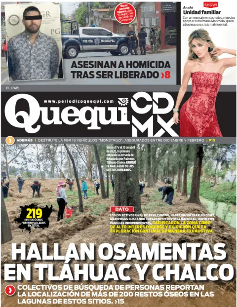 Portada de Quequi CDMX (contraportada) del lunes, 13 de abril de 2026