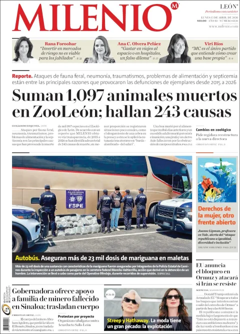 Portada de Milenio Leon del lunes, 13 de abril de 2026