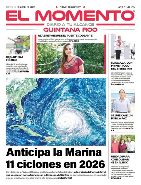 Portada de El Momento Quintana Roo del lunes, 13 de abril de 2026