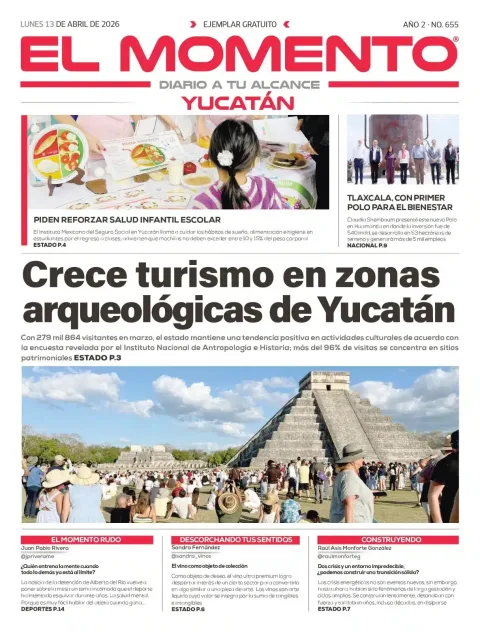 Portada de El Momento Yucatan del lunes, 13 de abril de 2026