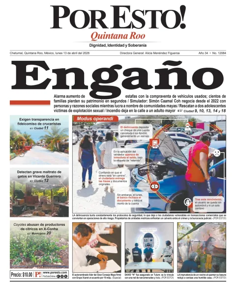Portada de Por Esto (quintana Roo Chetumal)