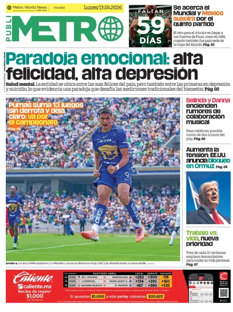 Portada de Publimetro Merida del lunes, 13 de abril de 2026
