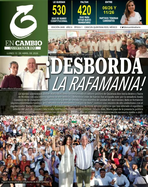 Portada de En Cambio - Quintana Roo (portada) del lunes, 13 de abril de 2026