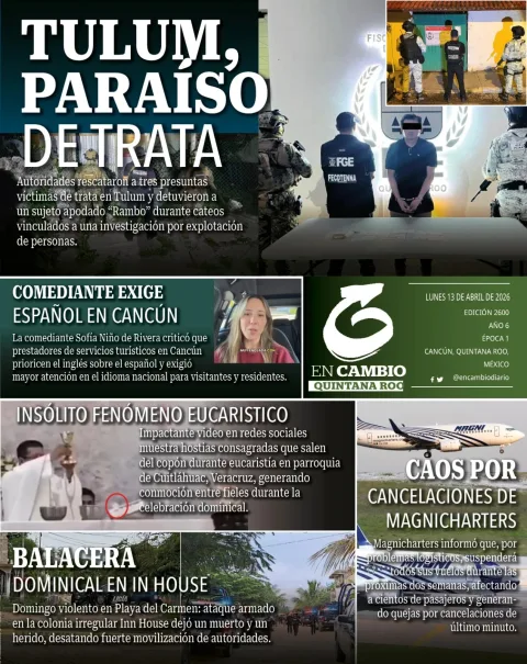 Portada de En Cambio - Quintana Roo (contraportada) del lunes, 13 de abril de 2026