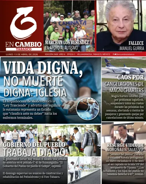 Portada de En Cambio - Tabasco (portada) del lunes, 13 de abril de 2026