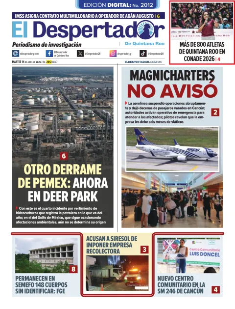 Portada de El Despertador de Quintana Roo del martes, 14 de abril de 2026