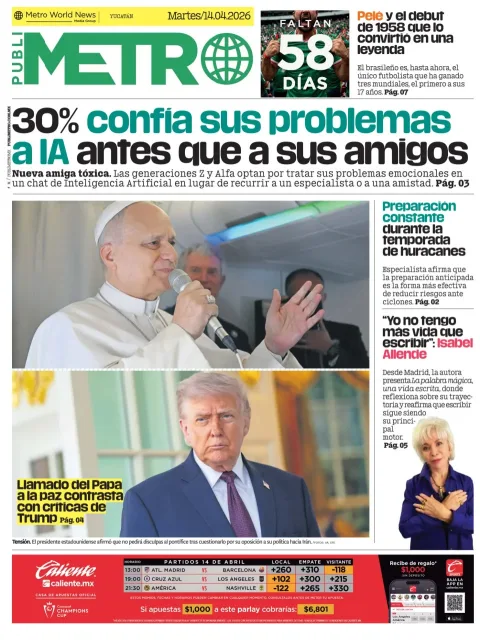 Portada de Publimetro Merida del martes, 14 de abril de 2026