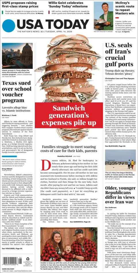Portada de Usa Today