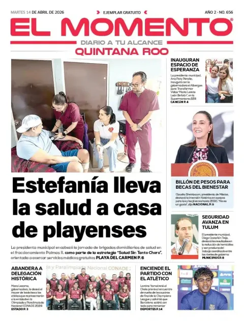 Portada de El Momento Quintana Roo del martes, 14 de abril de 2026