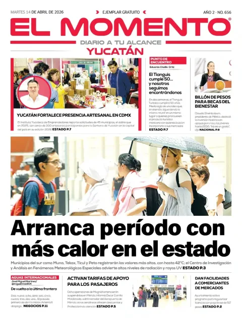 Portada de El Momento Yucatan del martes, 14 de abril de 2026