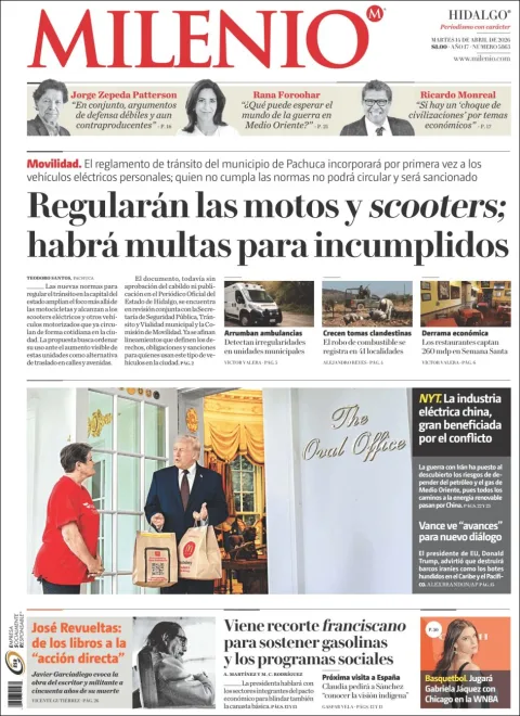 Portada de Milenio Hidalgo del martes, 14 de abril de 2026