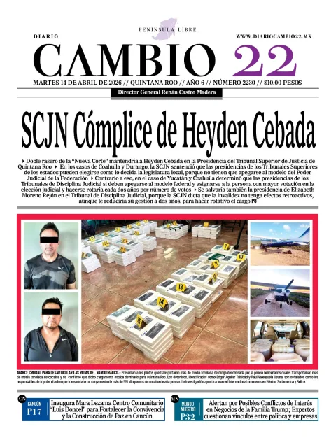 Portada de Diario Cambio 22 (contraportada) del martes, 14 de abril de 2026