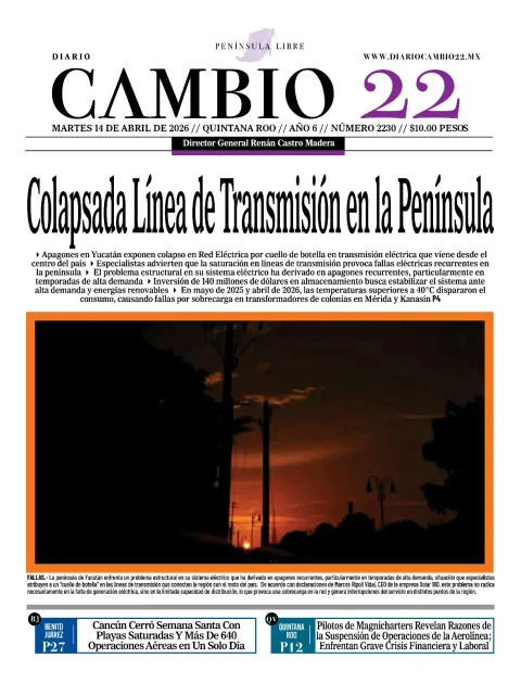 Portada de Diario Cambio 22 (portada) del martes, 14 de abril de 2026