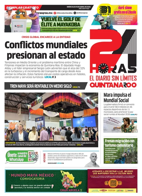 Portada de 24 Horas Quintana Roo
