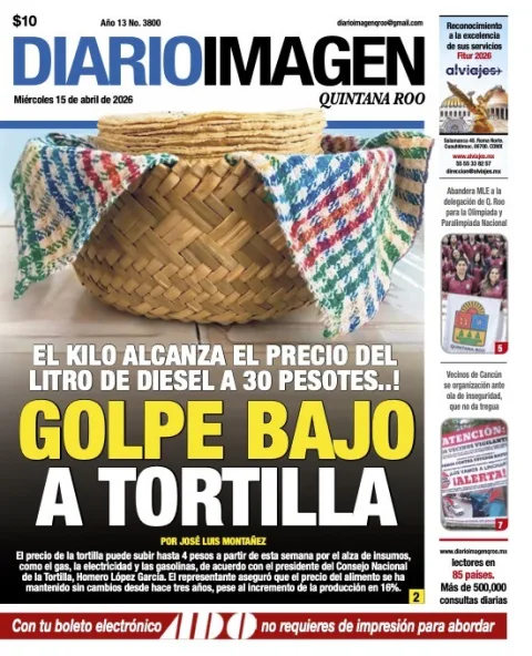 Portada de Diario Imagen Quintana Roo del miércoles, 15 de abril de 2026