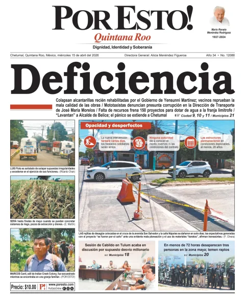 Portada de Por Esto (quintana Roo Chetumal) del 2026-04-15