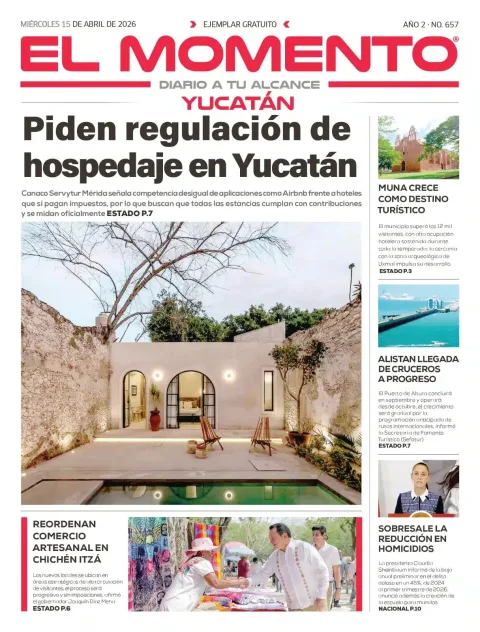 Portada de El Momento Yucatan del miércoles, 15 de abril de 2026