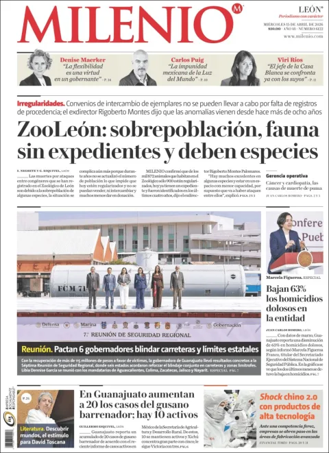 Portada de Milenio Leon del miércoles, 15 de abril de 2026