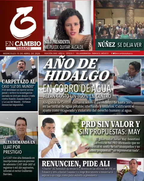 Portada de En Cambio - Tabasco (contraportada) del miércoles, 15 de abril de 2026